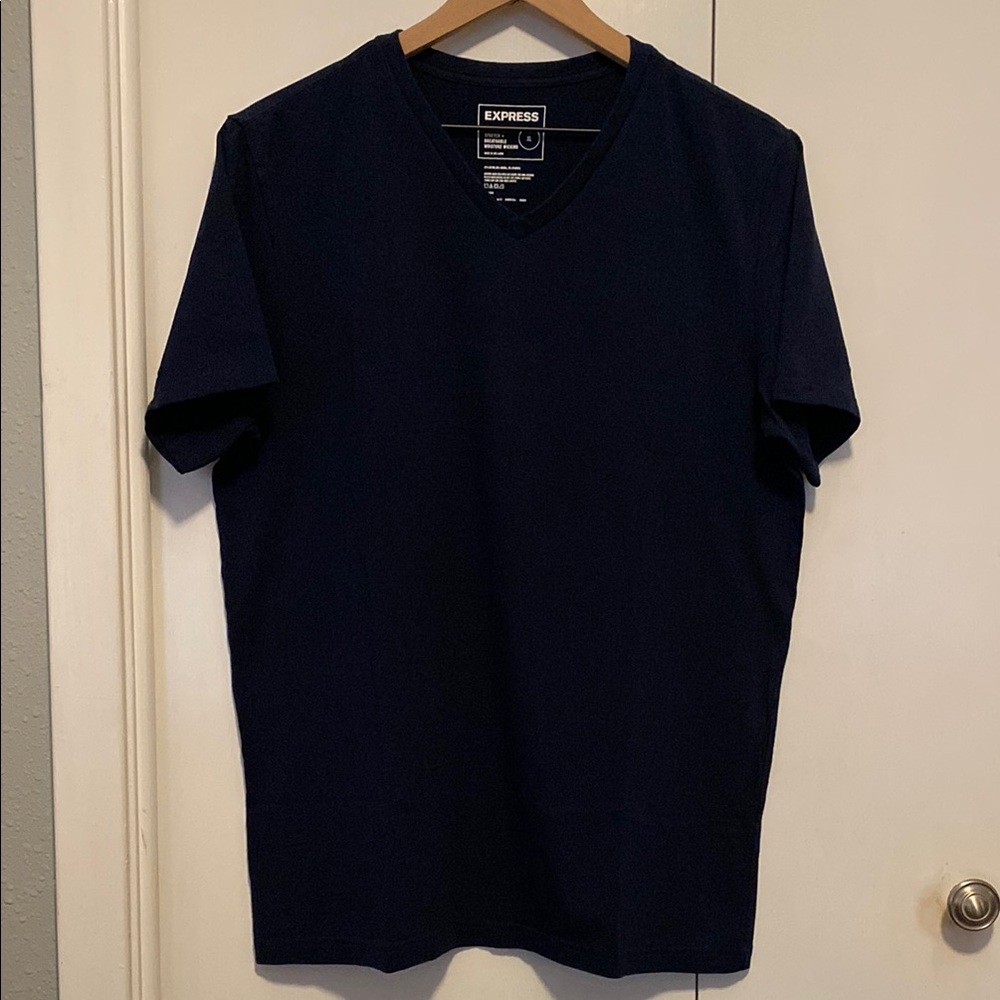 Express Slim Deep Blue V-Neck Tee Men’s XL